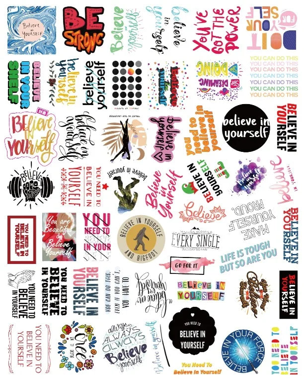 50pcs Inspirational Graffiti Stickers Waterproof Decorative for Luggage Laptop Phone
