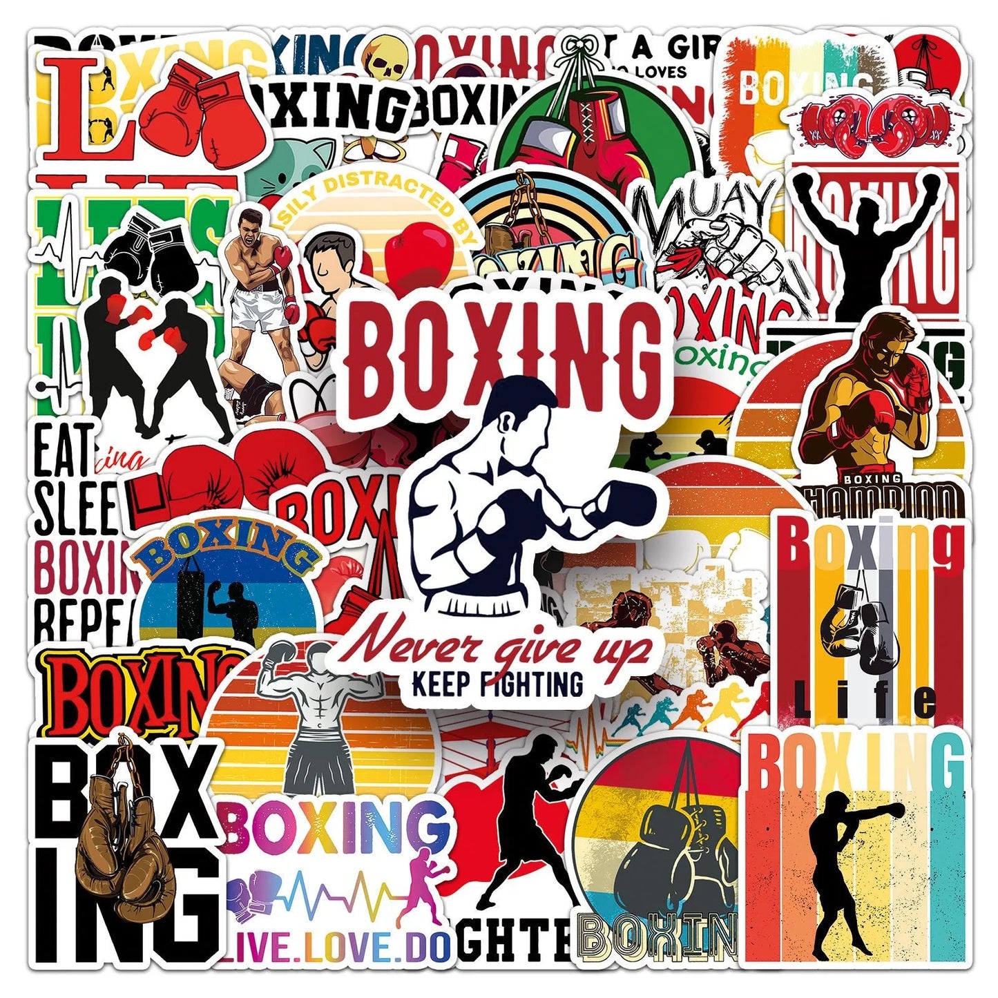 10/50PCS Cool Boxing Match Wrestling Sport Stickers DIY Motorcycle Laptop Phone Bottle Luggage Waterproof Graffiti Vinyl Sticker