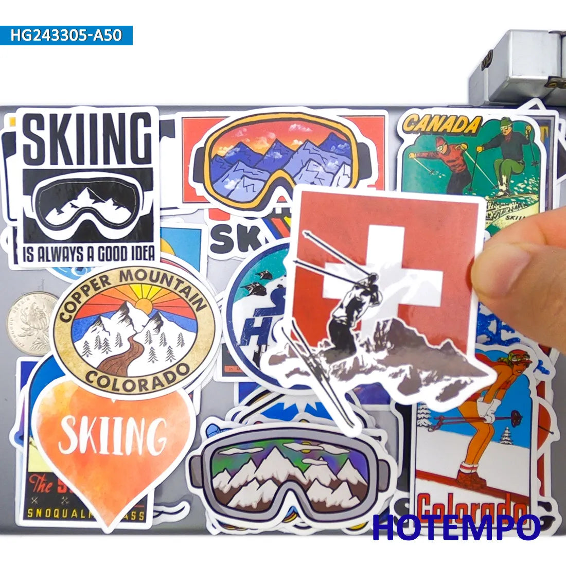 20/30/50Pieces Skiing Stickers Extreme Sport Retro Graffiti Adventure Trip for Phone Luggage Motorcycle Car Bike Laptop Sticker