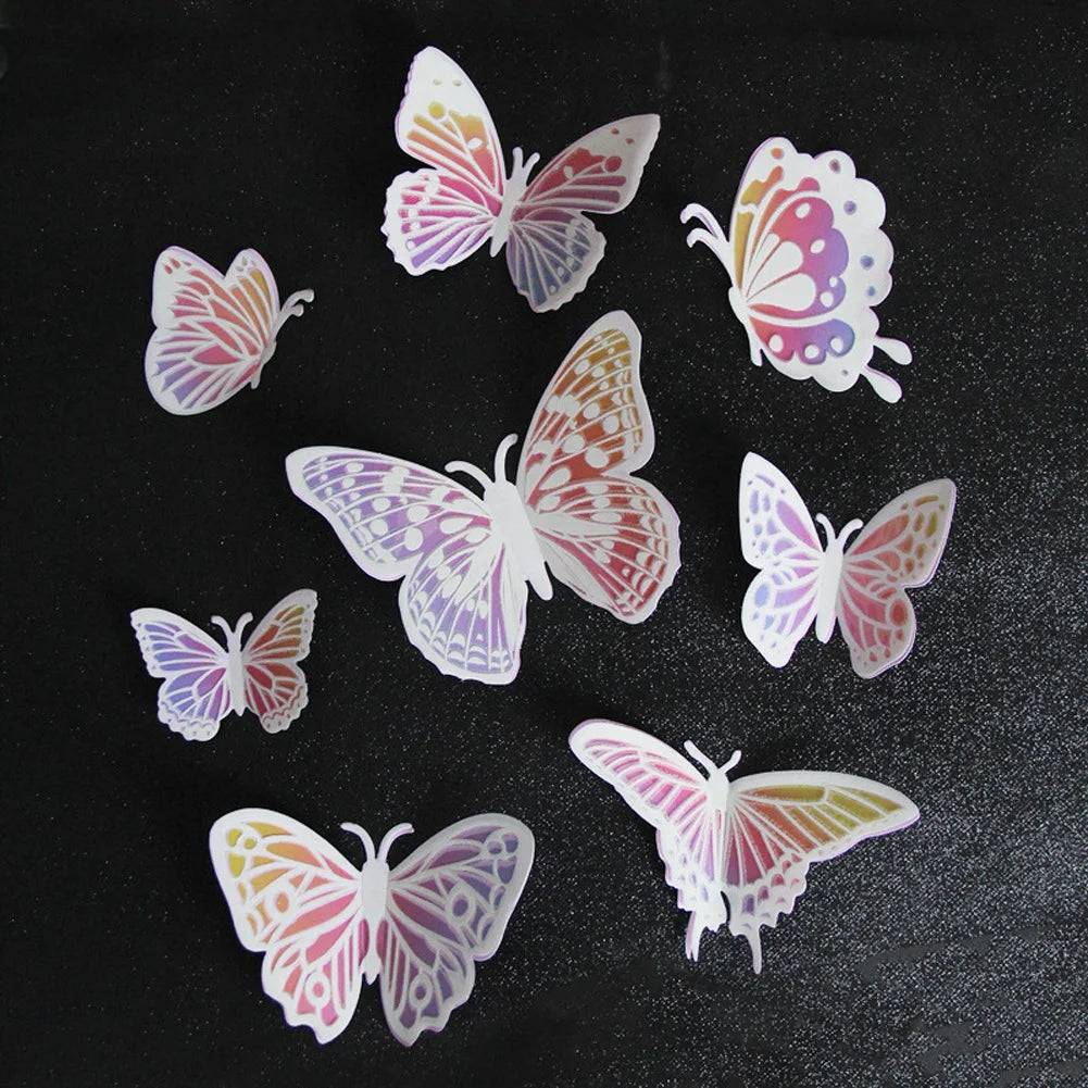 8 Luminous 3D Butterfly Wall Stickers - Glow in the Dark Home Wedding Decor