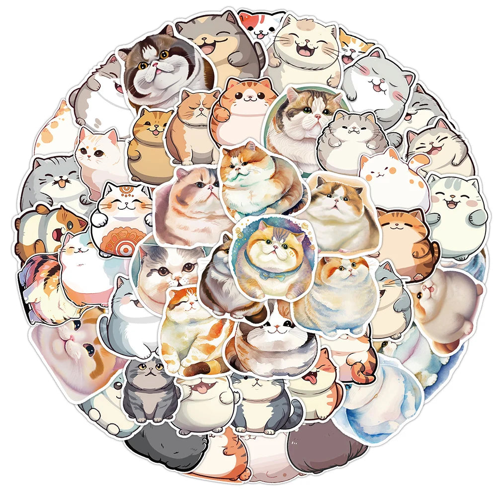 10/30/50pcs Kawaii Cat Cartoon Waterproof Stickers Cute Laptop Travel Luggage Phone Case Graffiti Sticker for Kids Classic Toys