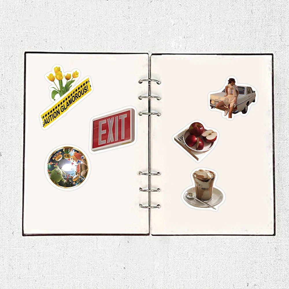 63PCS INS Aesthetics Stickers Modern Style DIY For Decor DIY Notebook Luggage Motorcycle Laptop Refrigerator Sticker Toys