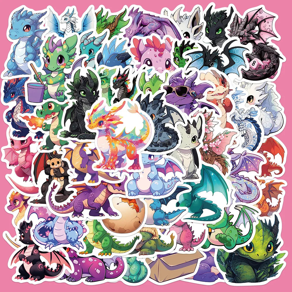 50pcs Dragon Graffiti Stickers for Helmets, Walls, DIY Decor Wholesale