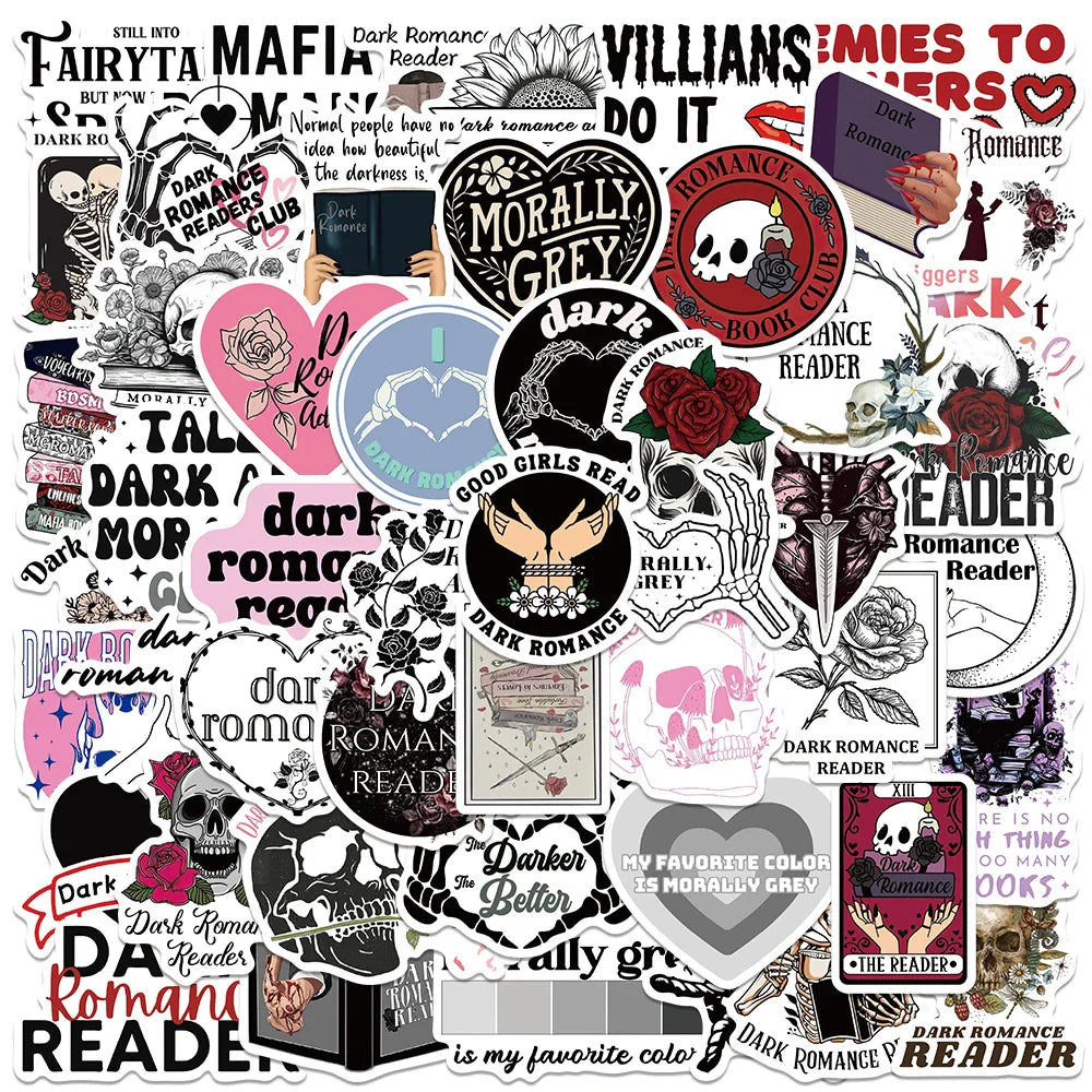 50PCS Gothic Skull Anime Stickers for Kids, Bottles, Skateboards, Laptops, Phones, Scrapbooks, Diaries