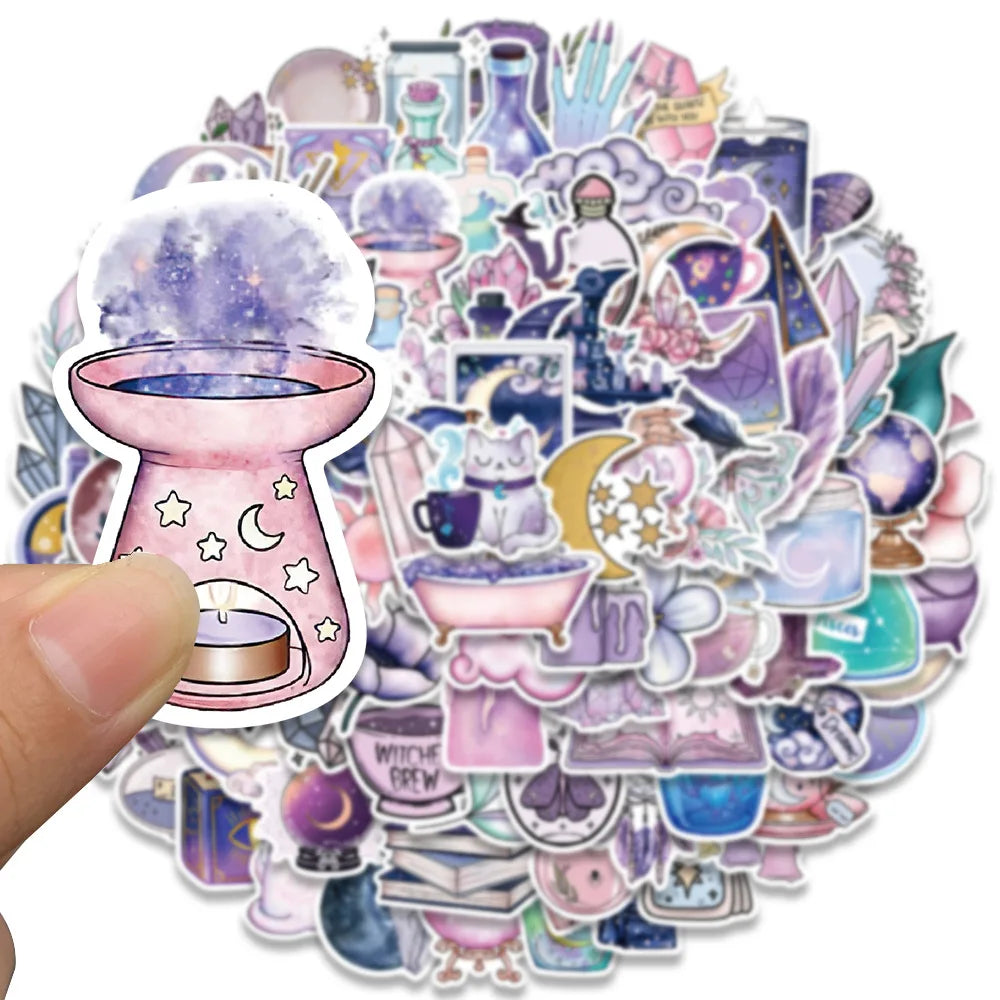 10/30/50/100PCS Graffiti Art Magic Moon Witch Crystal Stickers Aesthetic Decals Decoration DIY Scrapbook Phone Suitcase Car Toys