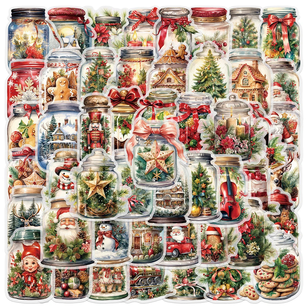 Retro Cartoon Christmas Stickers Decals for Laptop, Notebook, Suitcase, Kids Toys - 10/30/50pcs