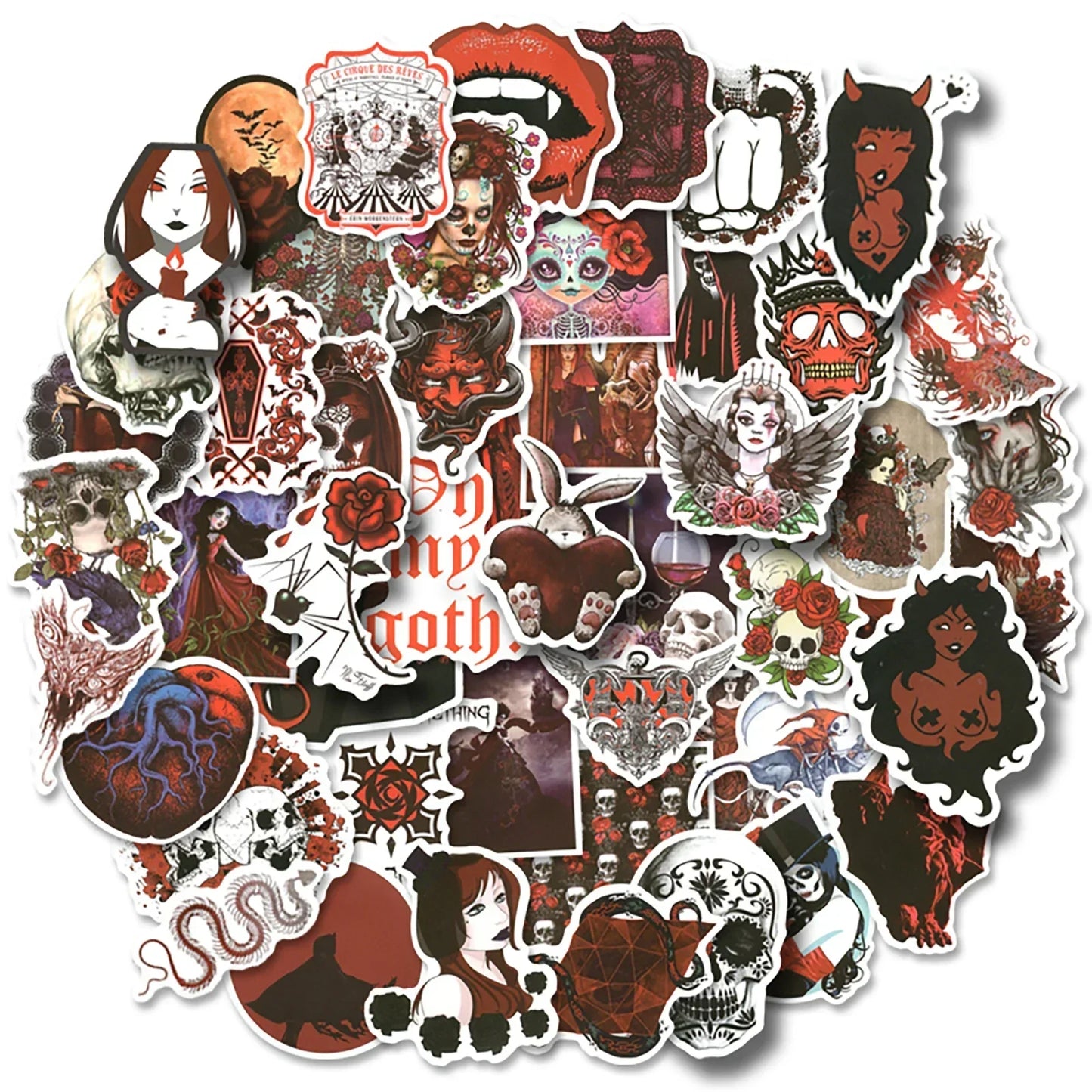 50pcs Horror Skull Gothic Stickers Aesthetic Graffiti Stickers Luggage Skateboard Laptop Guitar Sticker Decals