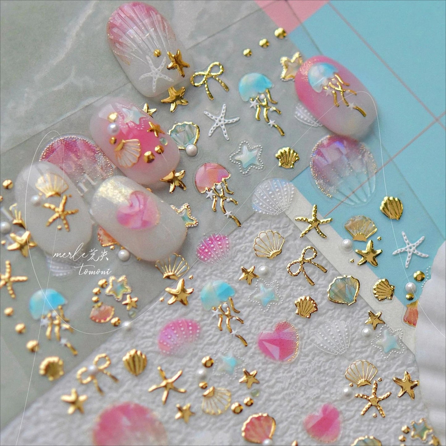 Ocean Nail Art Stickers: Coral, Dolphin, Starfish, Jellyfish