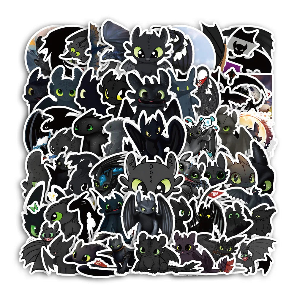 Toothless Dragon Stickers 10/30/60PCS for Laptop, Fridge, Luggage, Guitar, Bike, Skateboard