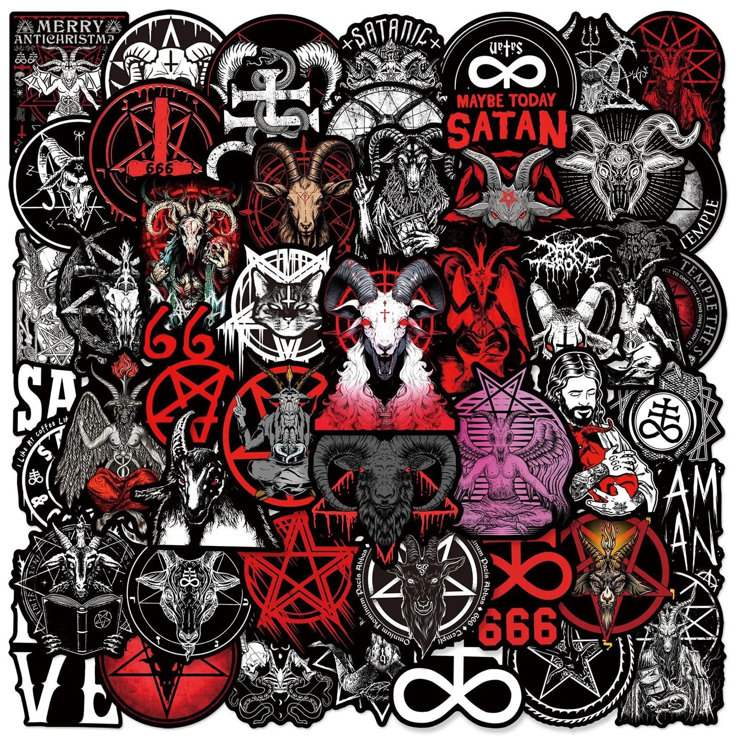Black Satan Stickers for Phone Laptop Guitar Car Skateboard Helmet Bottle