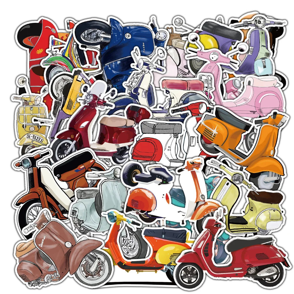 Retro Motorcycle Graffiti Stickers for DIY Suitcase, Water Bottle, Phone, Laptop, Guitar, Car, Skateboard (10/22pcs)