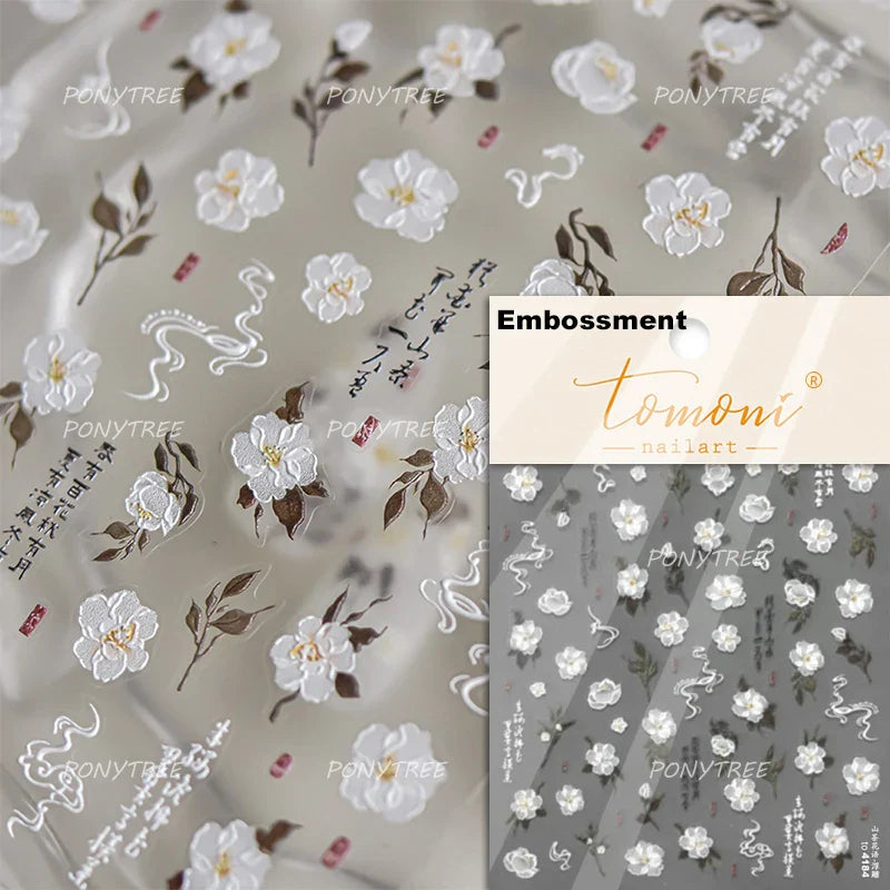 White Lily Butterfly Nail Art Stickers Decals