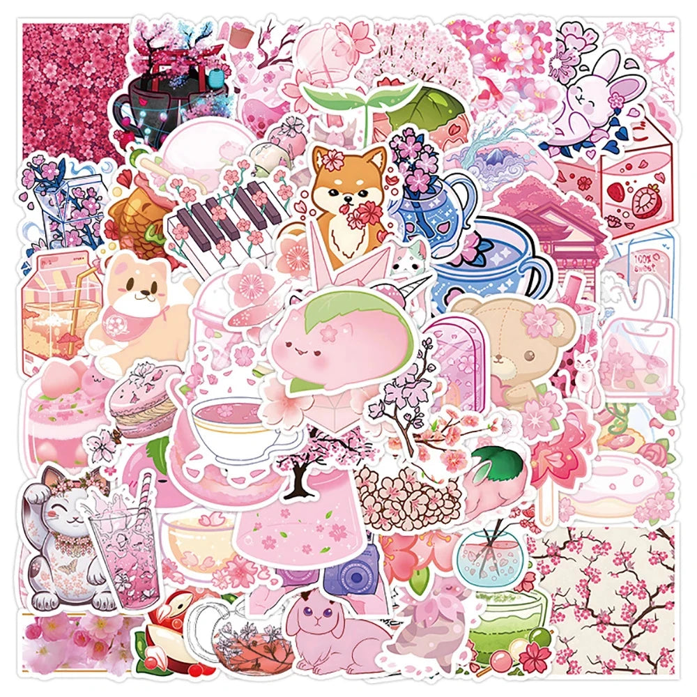 Cute Sakura Girl Stickers - Aesthetic Decals for Laptop, Phone, Notebook (10/30/50/100PCS)