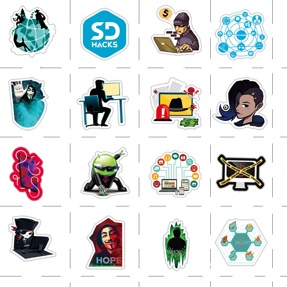 10/30/50PCS Hacker Programming Stickers Graffiti DIY Waterproof Laptop Luggage Phone Computer Helmet Cartoon Decals Kids Sticker