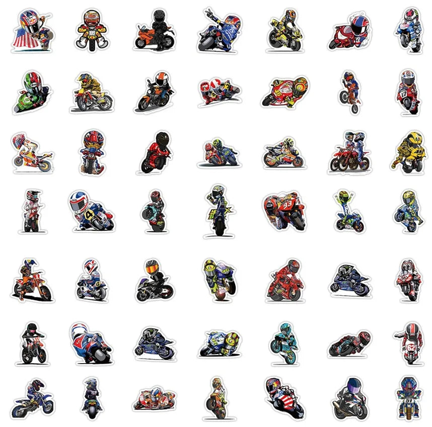 50pcs Cartoon Car Graffiti Stickers for Laptop, Luggage, Vehicle, Scrapbook, Kids Decoration