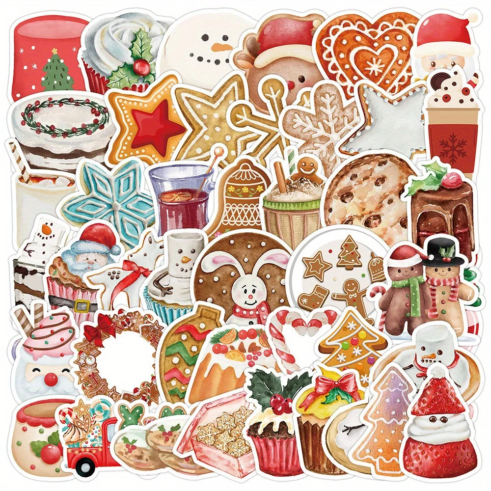 50pcs Nordic Christmas Cartoon Stickers for Helmet, Wall, DIY Decoration Wholesale