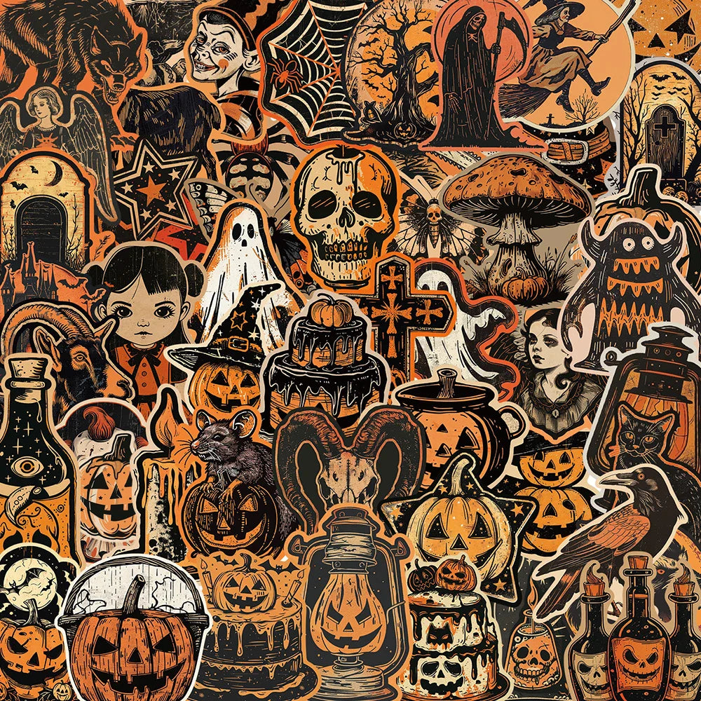 Halloween Pumpkin Stickers Waterproof PVC Decals for Phone Laptop Wall