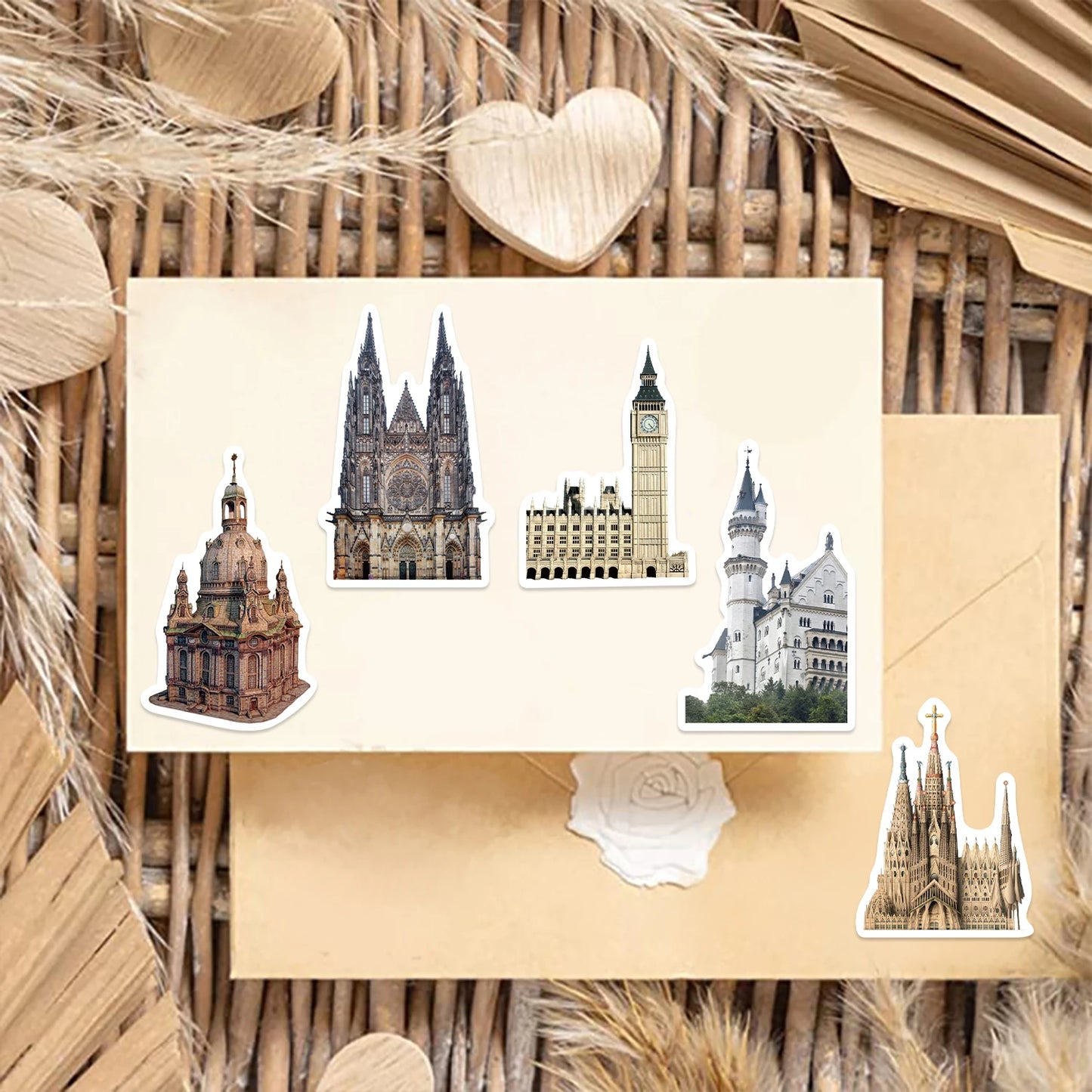 50Pcs Vintage Medieval Castle Stickers Phone Case Skateboard Motorcycle Sticker Retro European Style Architecture Decals