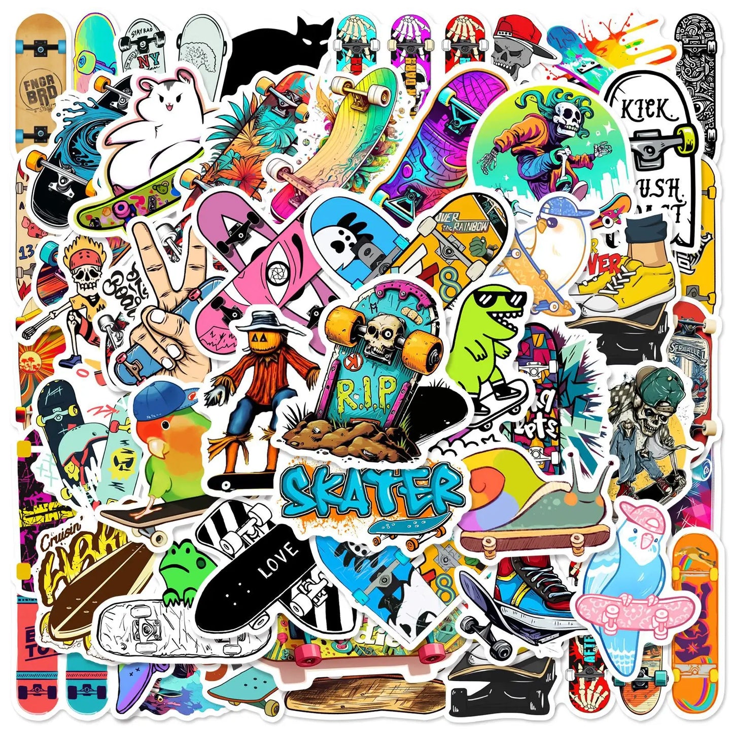 Skateboard Graffiti Stickers 10/25/50pcs for DIY Phone Laptop Guitar Water Bottle Suitcase Helmet Car