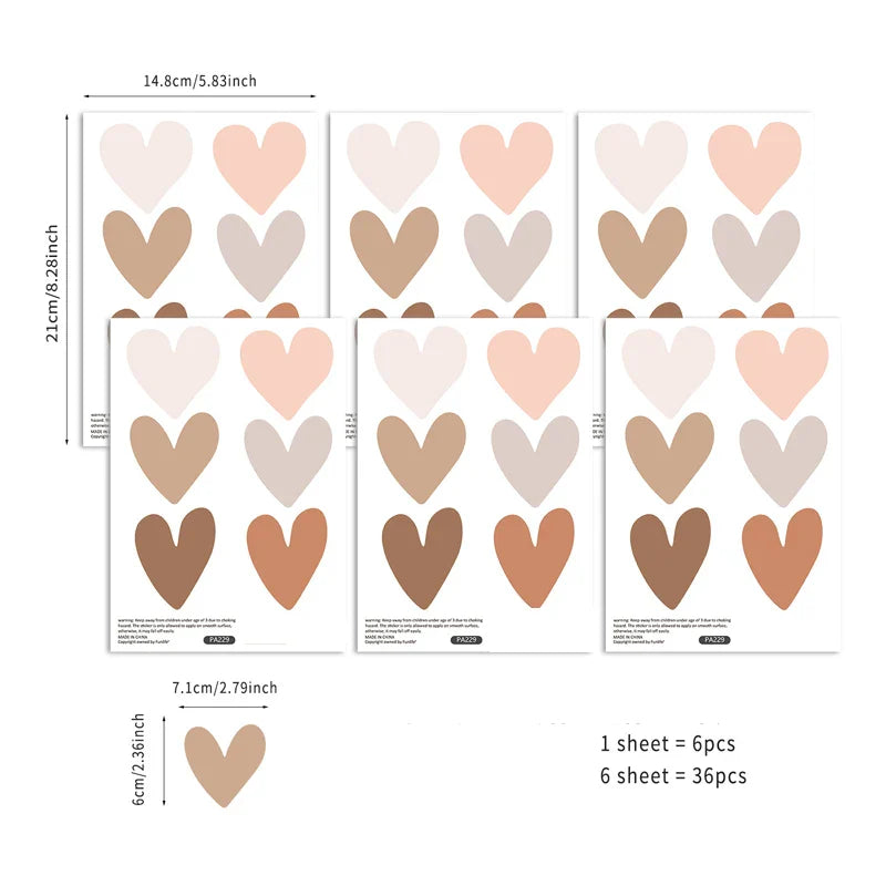 Boho Hearts Wall Stickers for Kids Room Decor
