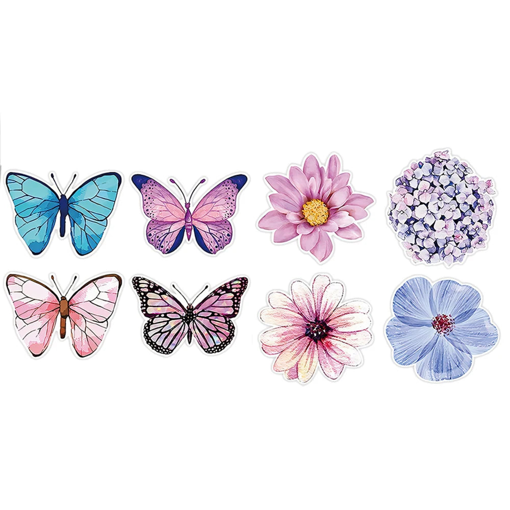100-500pcs Butterfly Flower Sticker 8 Design Colorful Butterfly Decals Cute Stickers Party Decoration Scrapbook Stationery