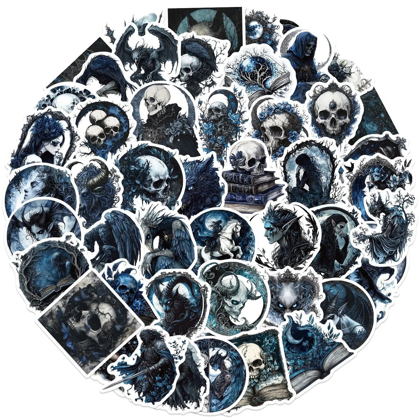 Goth Skull Stickers PVC Waterproof Skateboard Notebook Graffiti