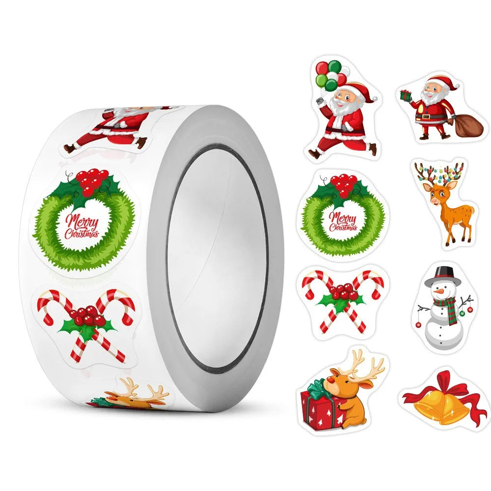 50-500pcs Cartoon Merry Christmas Stickers Santa Claus Tree Paper Label New Year Cute Snowman Stationery Stickers For Kids Gift