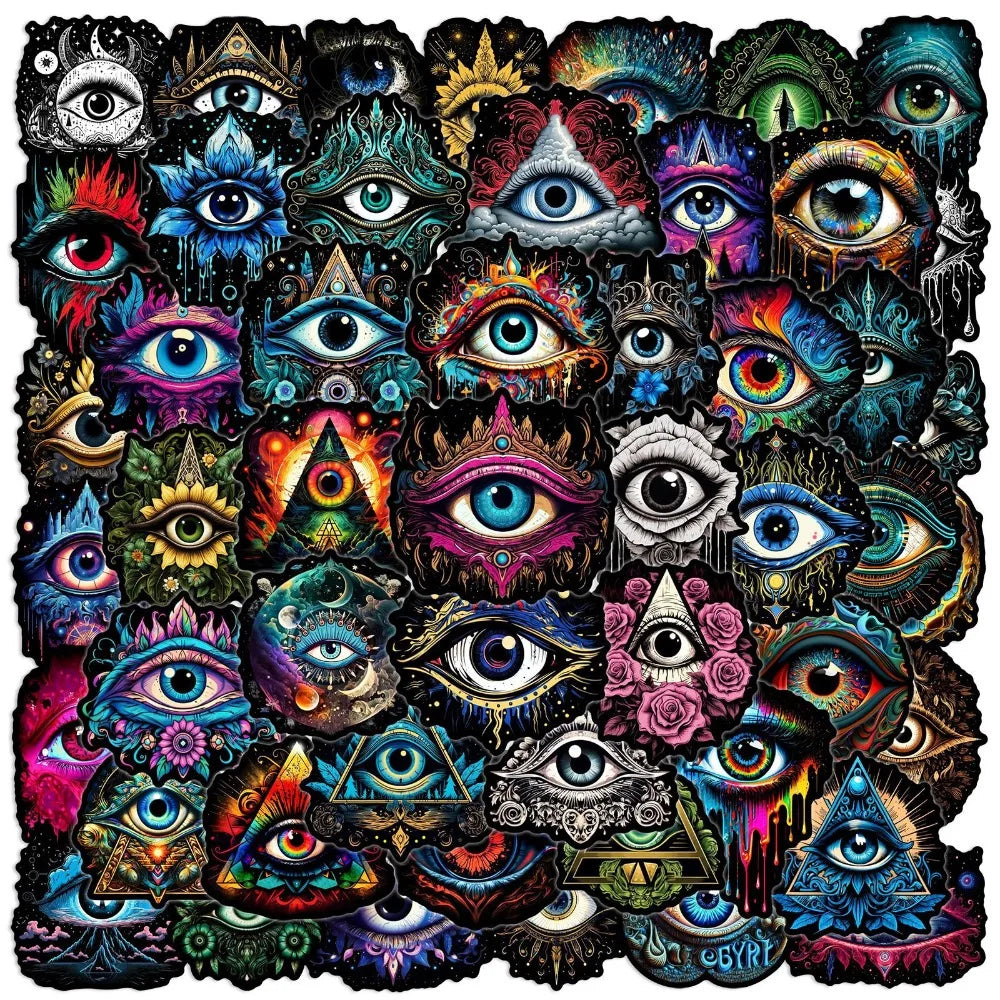 Evil Eye Stickers 10/25/50pcs Waterproof for DIY Scrapbooking, Phone, Laptop, Skateboard, Helmet