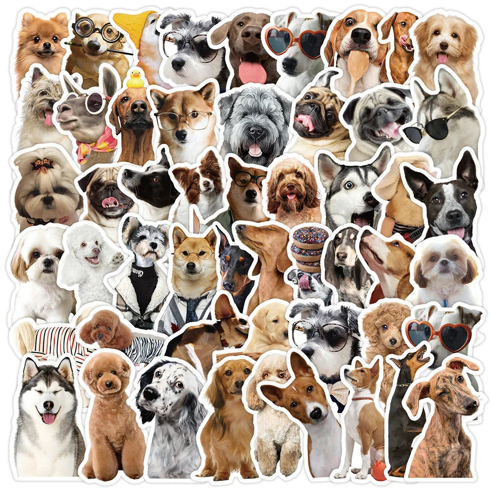 Cute Dog Stickers Pack - Cartoon Decals for Laptop, Phone, Suitcase, Diary
