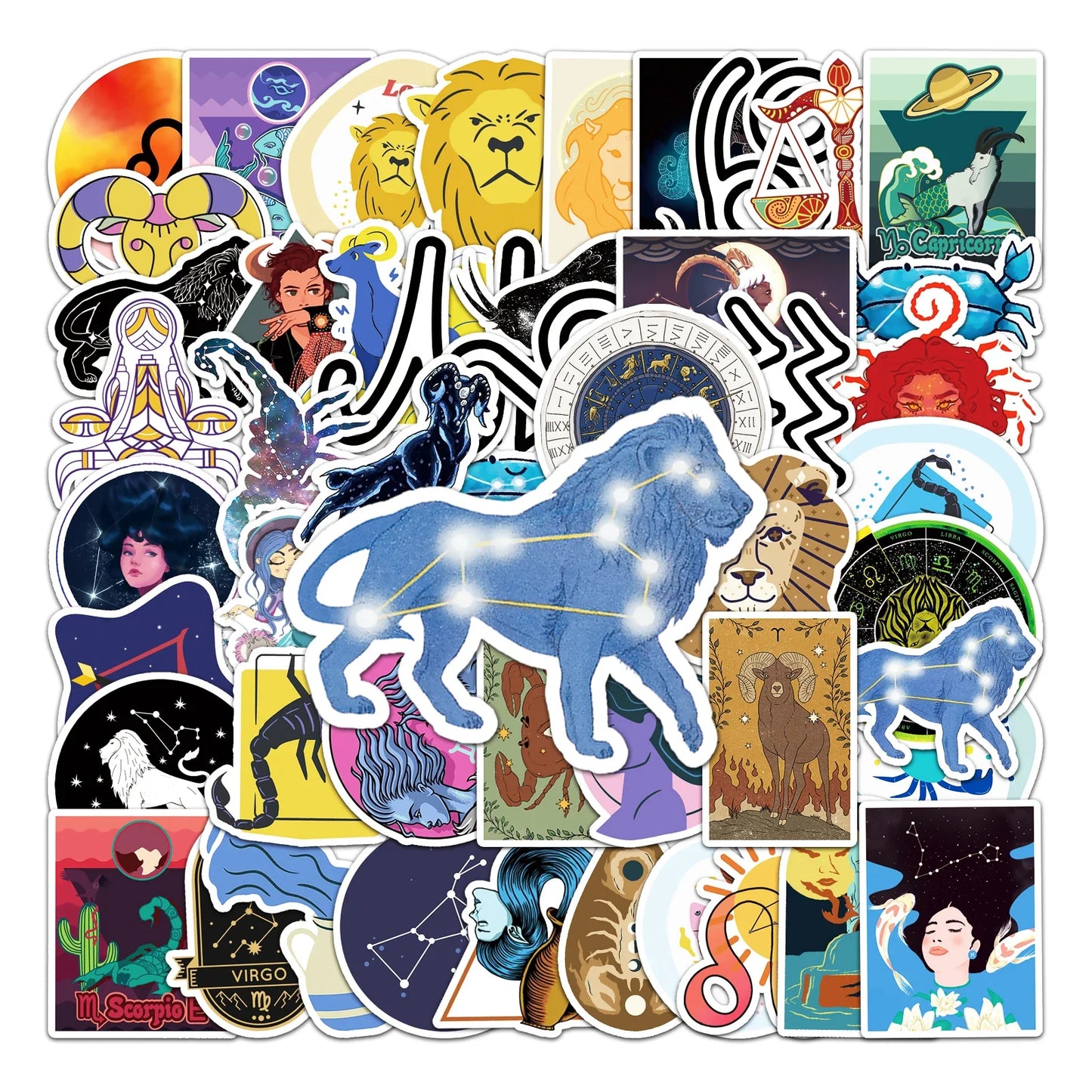 50Pcs Constellation Cartoon Waterproof Vinyl Stickers for Skateboard Snowboard