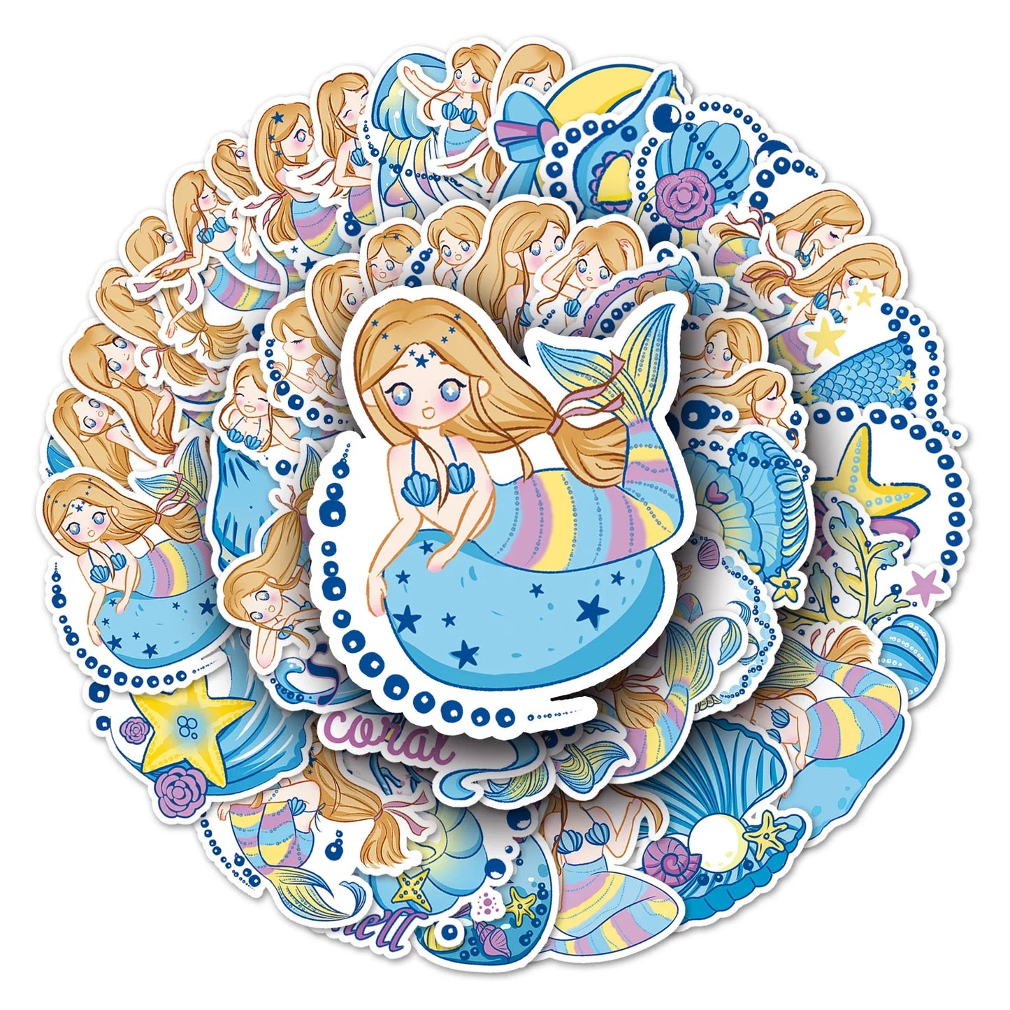 50Pcs Cute Fish Series Waterproof Vinyl Stickers for Skateboard Snowboard Decals