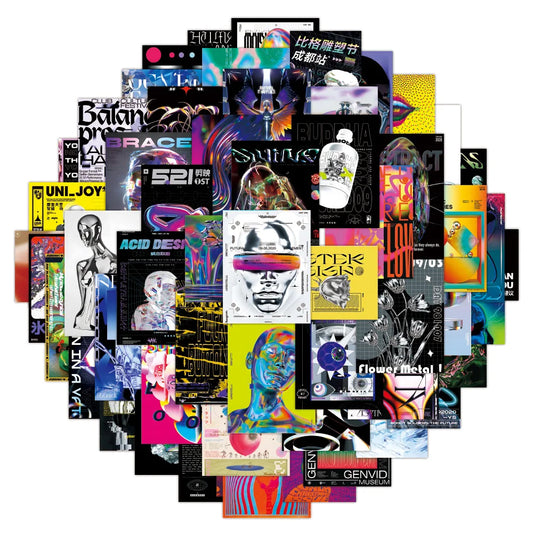 Acid Graffiti Stickers 10/30/55pcs Waterproof Decals for Laptop, Phone, Motorcycle, Car