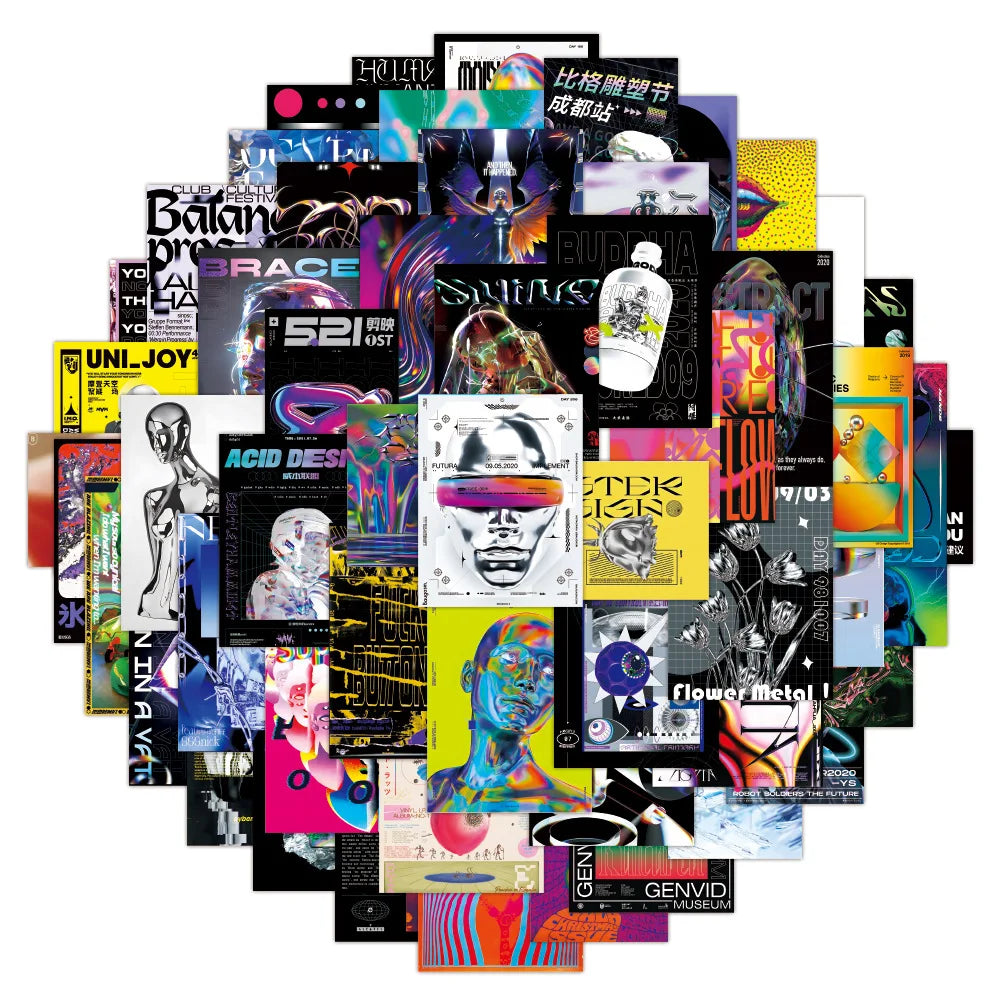 Acid Graffiti Stickers 10/30/55pcs Waterproof Decals for Laptop, Phone, Motorcycle, Car