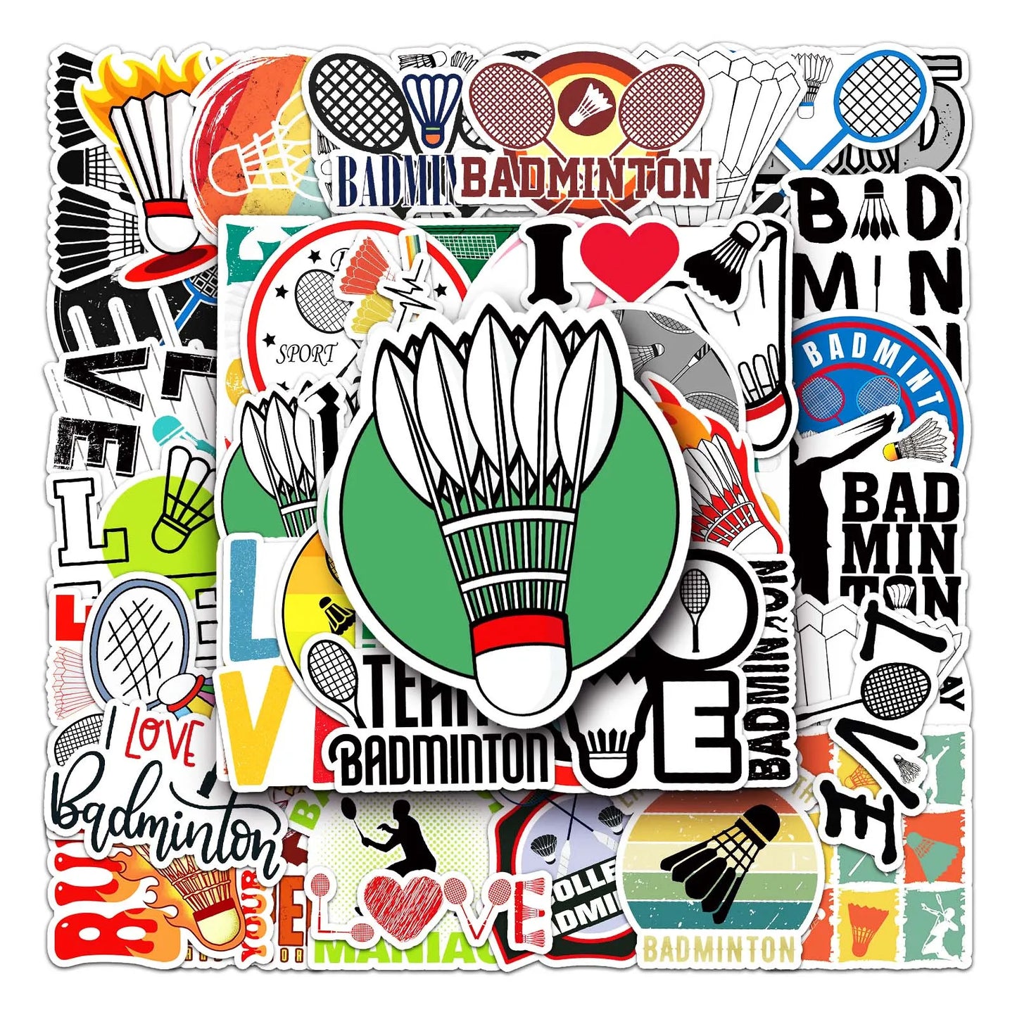 50Pcs Cartoon Badminton Waterproof Vinyl Stickers