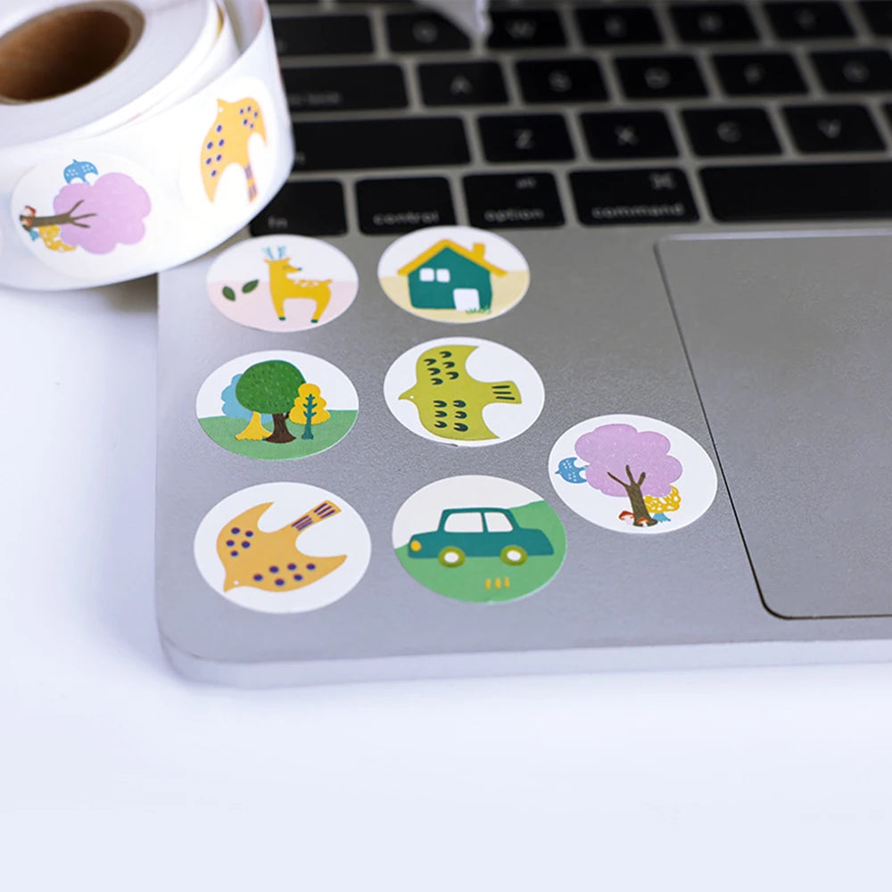 100-500pcs 1inch Cute Cartoon Stickers Round Reward Sticker Adhesive Labels for Classic School Teacher Kids Toy Sealing Lables