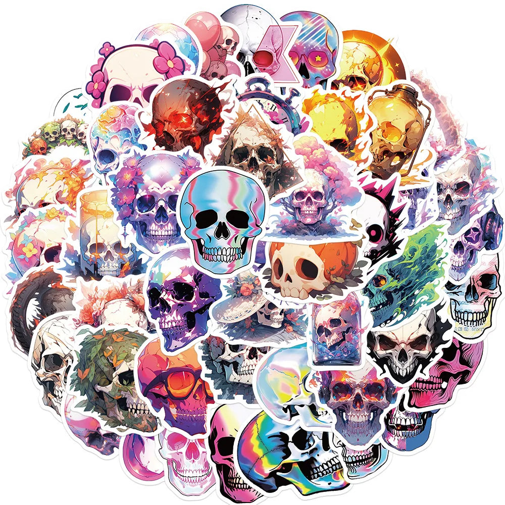 10/30/50PCS Cool Skull Stickers Aesthetic Cute Decoration DIY Skateboard Phone Laptop Scrapbook Bike Car PVC Waterproof Kids Toy
