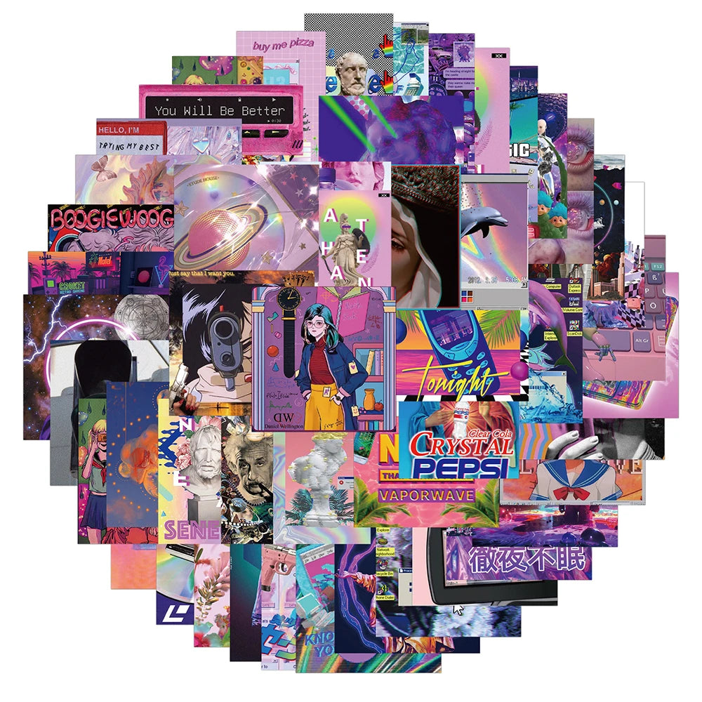 Vaporwave Aesthetic Stickers Pack - Phone, Laptop, Skateboard, Luggage Decals