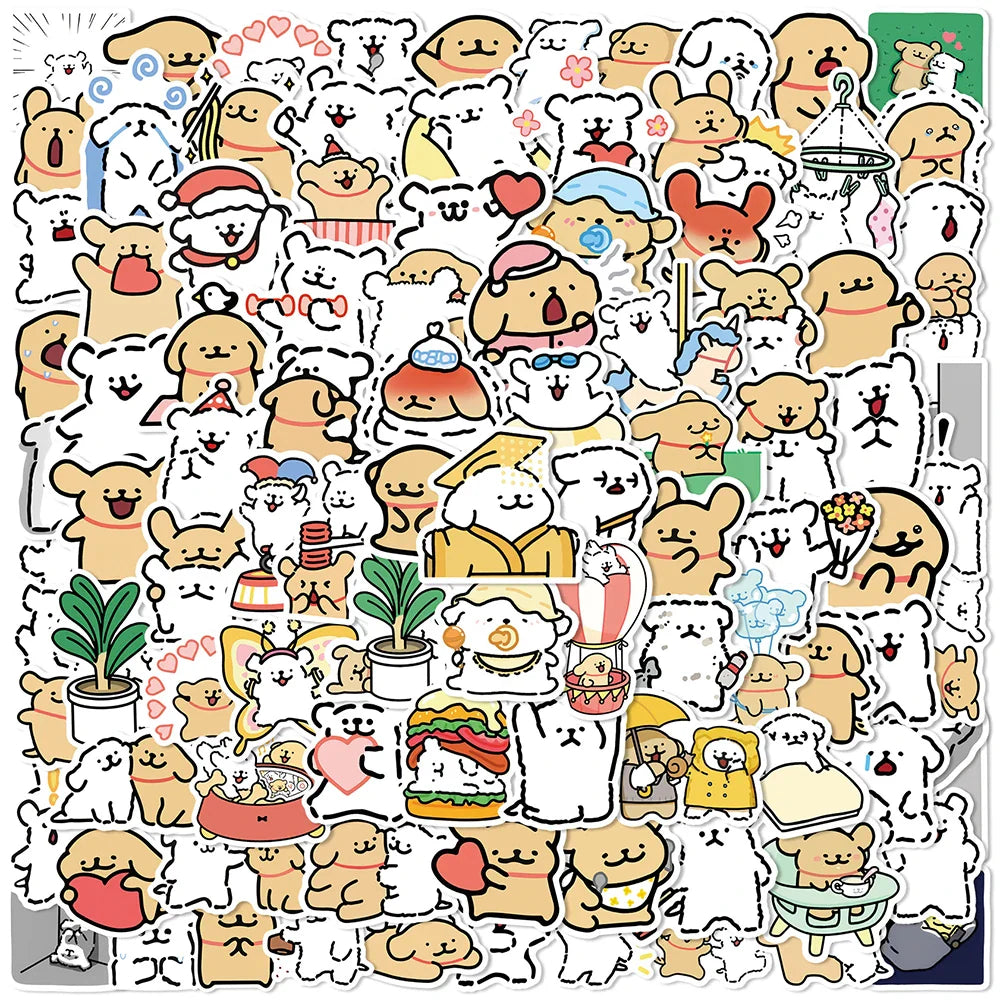 Kawaii Puppy Stickers: 10/50/100PCS Cute Dog Decals for Notebook, Laptop, Luggage, Guitar, Car