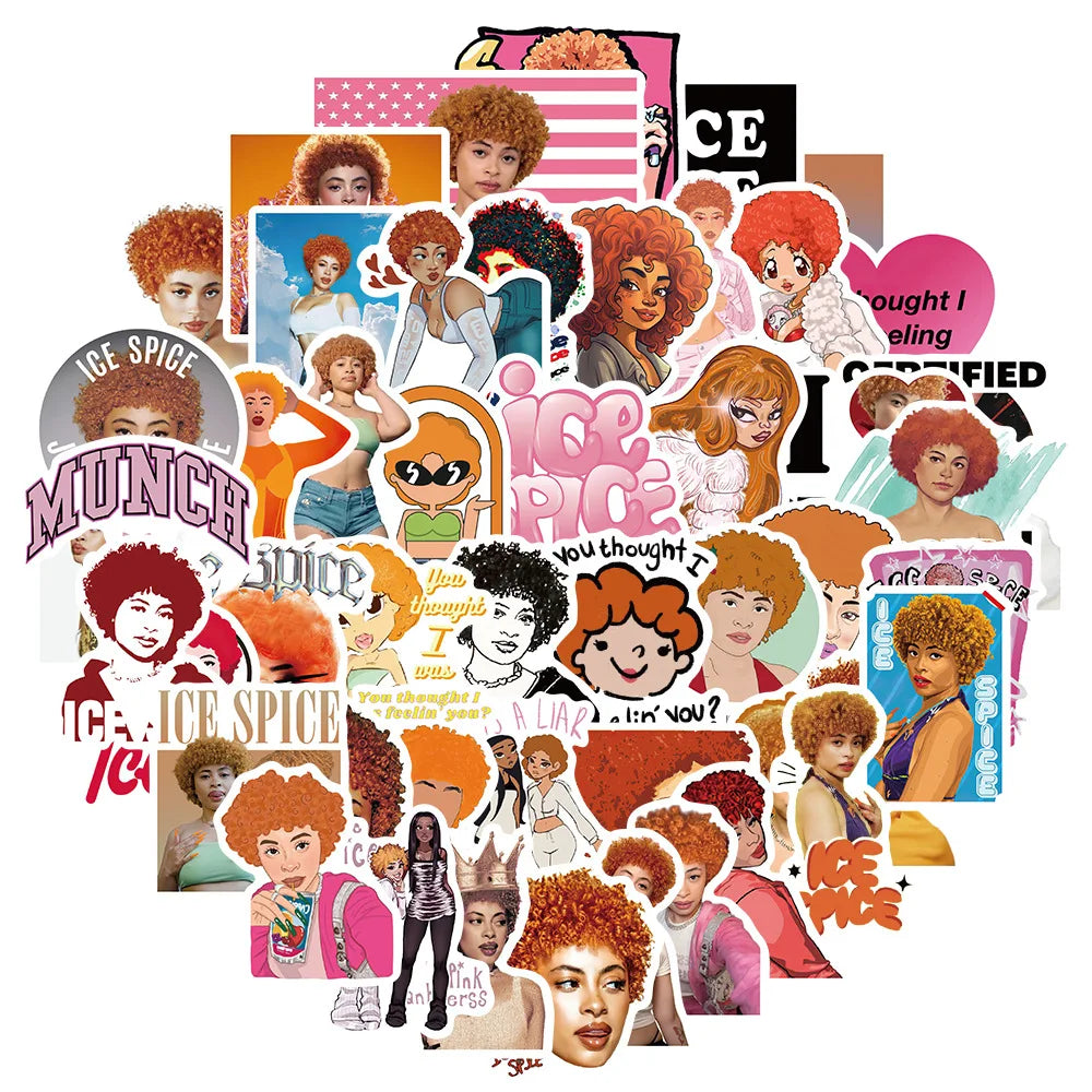 Ice Spice Cartoon Singer Stickers 10/30/50Pcs for Suitcase, Skateboard, Laptop, Phone, DIY Decal