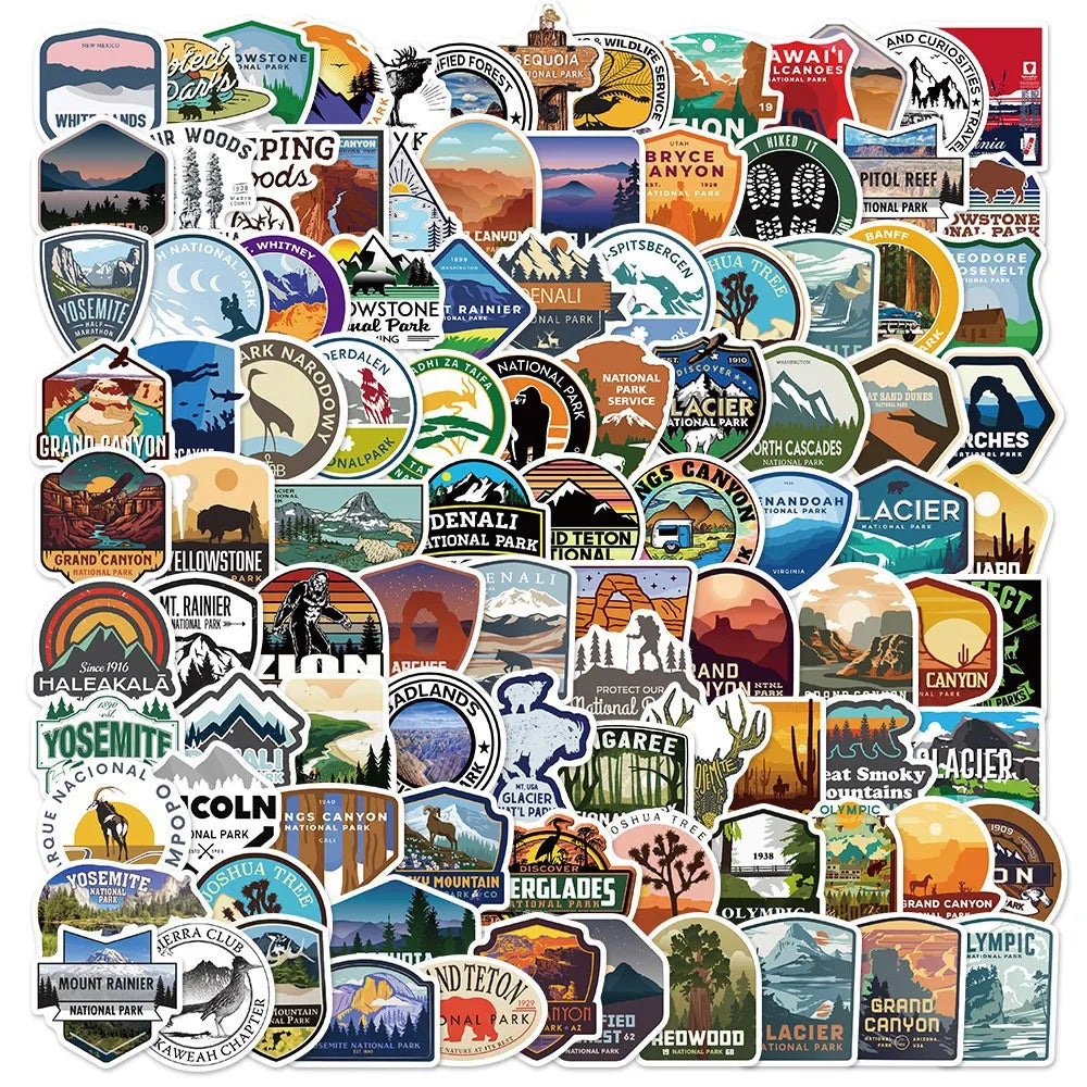 Outdoor National Park Stickers 10/50/100pcs for Scrapbooking, Guitar, Laptop, Phone, Suitcase, Helmet