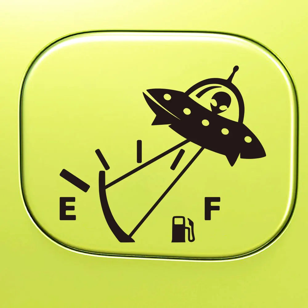 Alien Airship Fuel Tank Cap Sticker - Car Exterior Decal