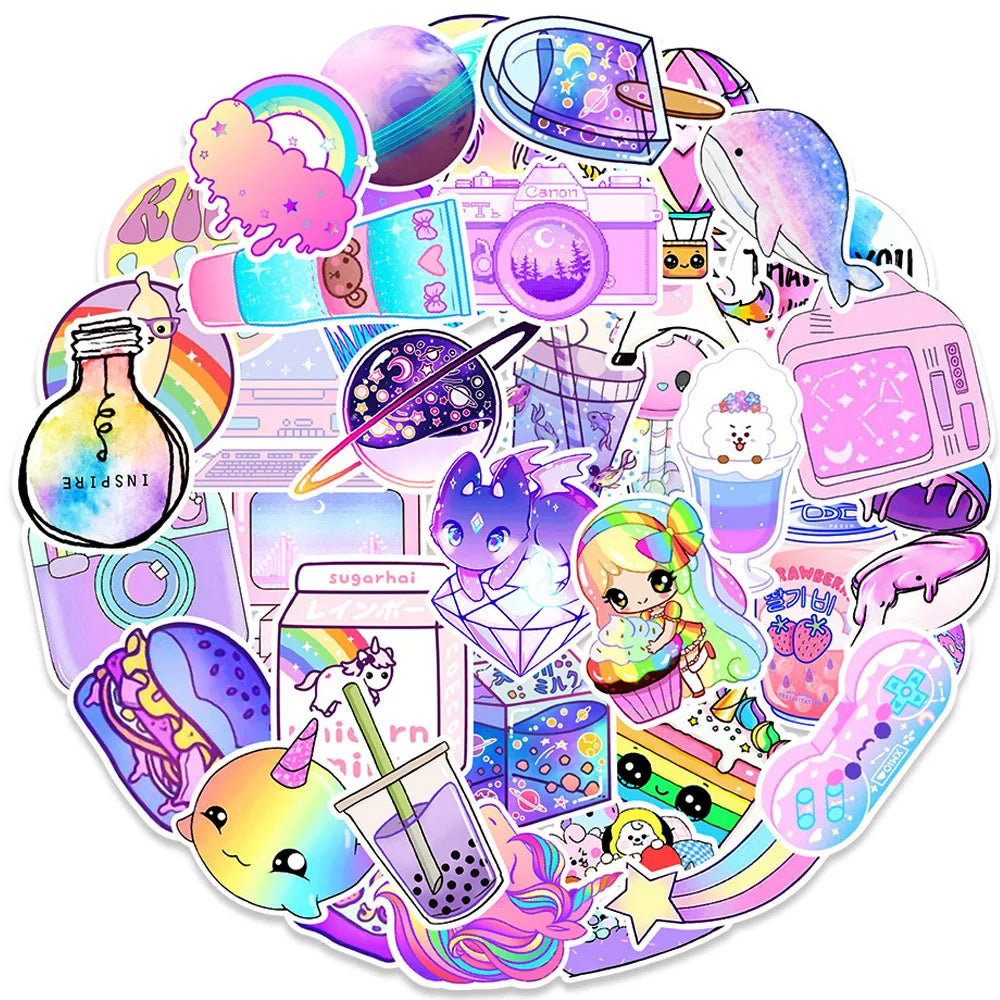 Cartoon Girl Aesthetic Stickers for Kids - Laptop, Guitar, Phone, Car, Scrapbook, Luggage Decals (10/30/50pcs)