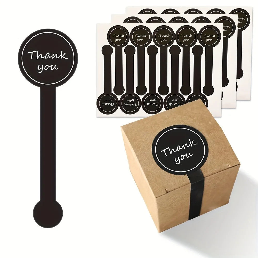 100/200pcs Black Thank You Sealing Stickers for Pudding Bottles, Baking Boxes, Handicrafts