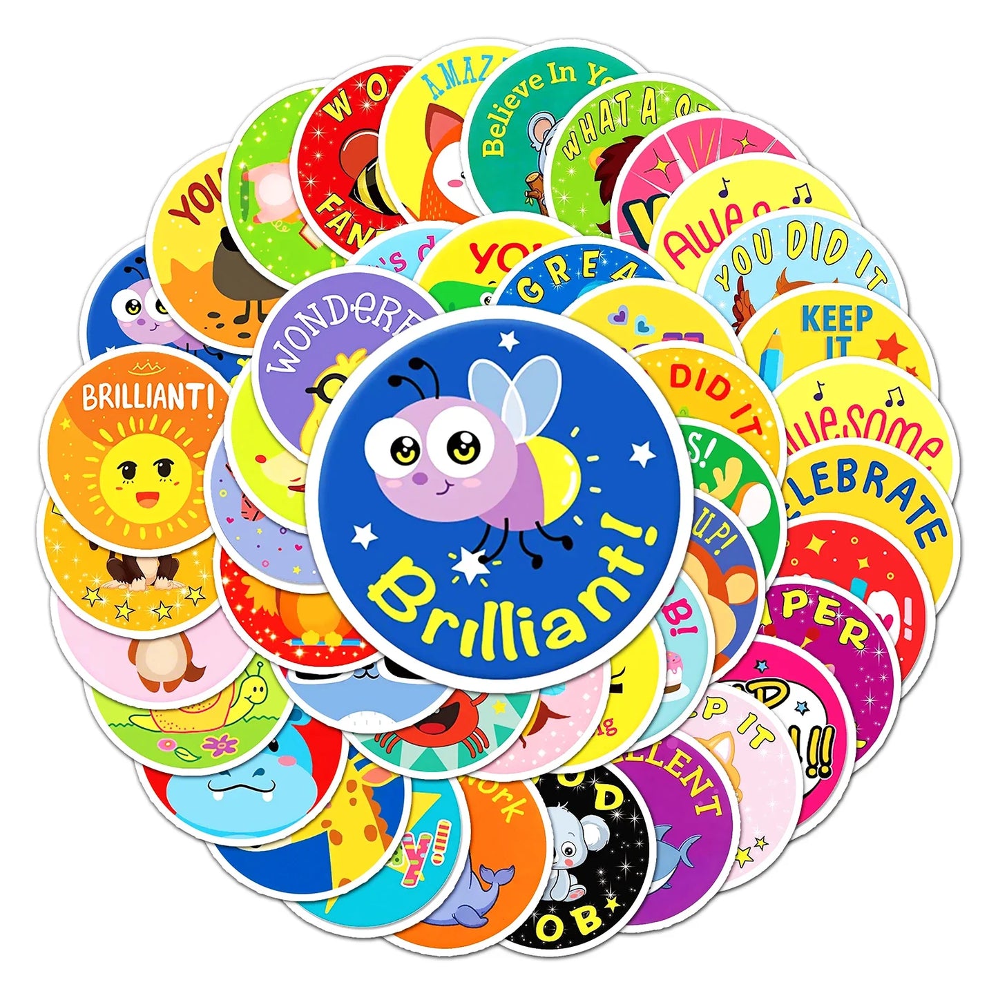 50Pcs Kids Cartoon Waterproof Vinyl Stickers for Skateboard Snowboard