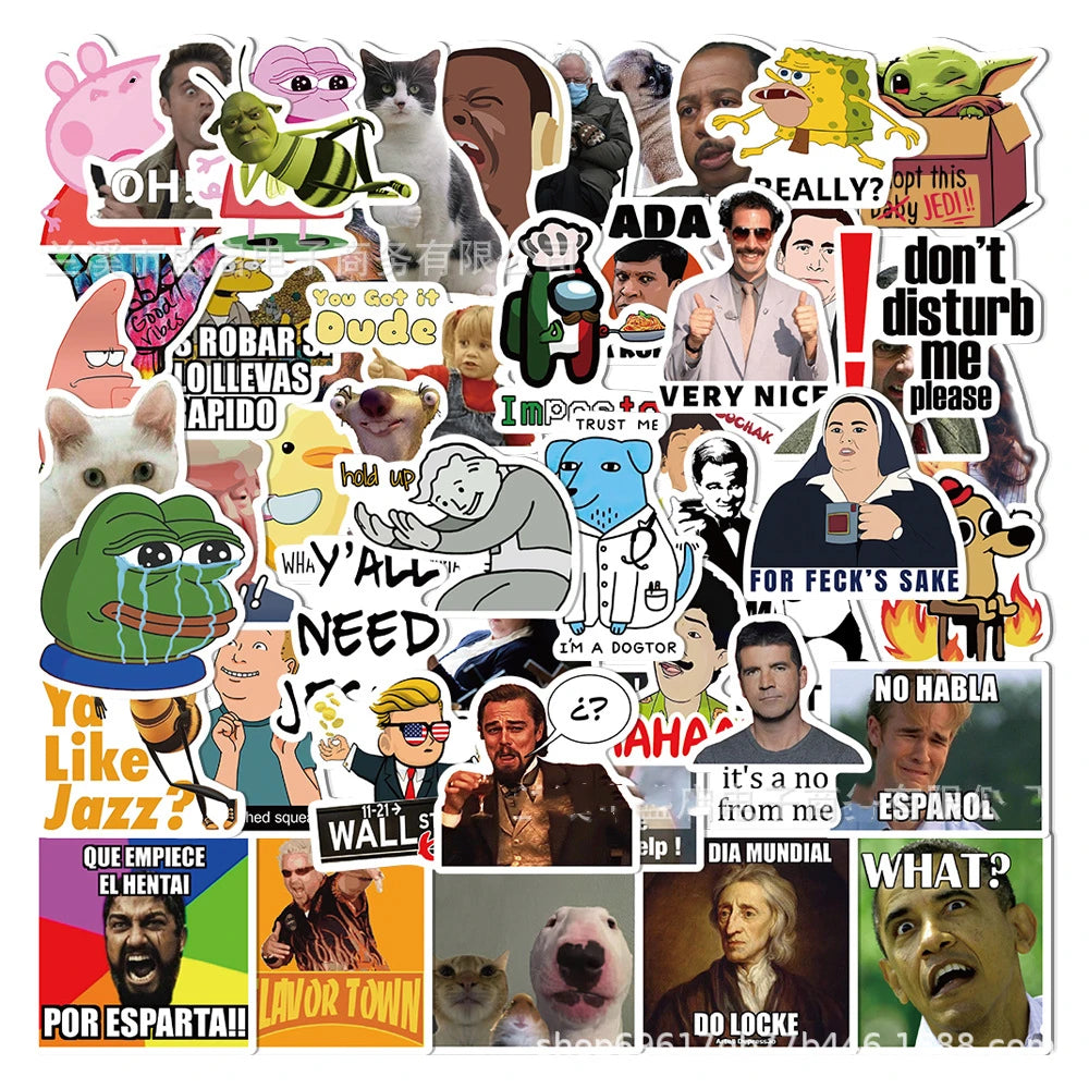 50PCS Cute Meme Stickers for Car & Luggage Decals
