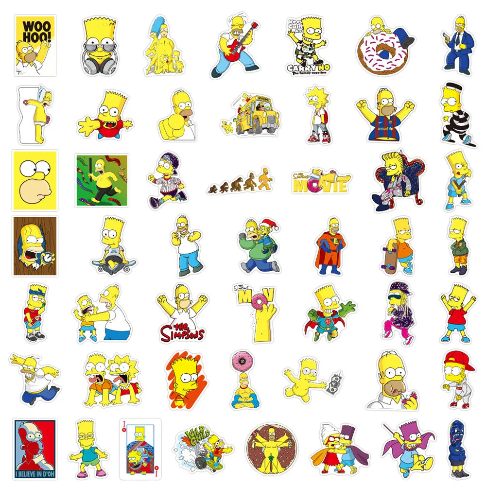 10/30/50/100pcs Funny Cartoon Simpsons Anime Stickers Decoration Laptop Suitcase Phone Car Cool Waterproof Sticker for Kids Toys
