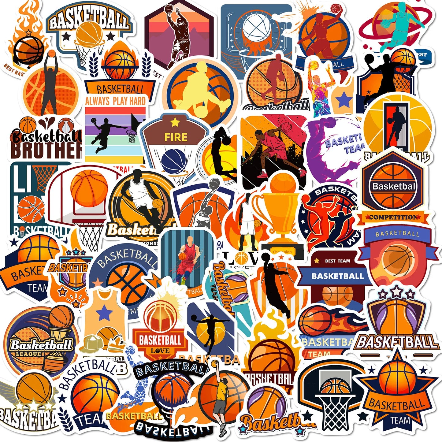 Basketball Graffiti Stickers 10/25/50pcs for Skateboard, Car, Helmet, Suitcase, Water Bottle, Phone, Laptop, Guitar
