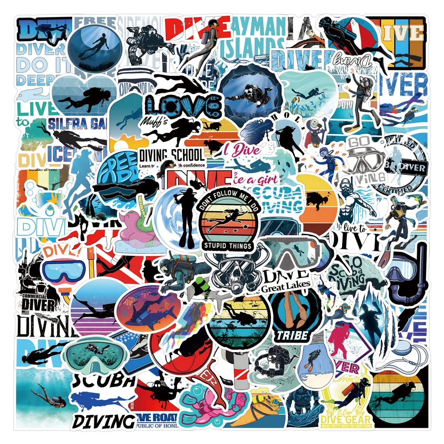Cool Diving Sports Cartoon Stickers for Fridge Laptop Luggage Skateboard Graffiti