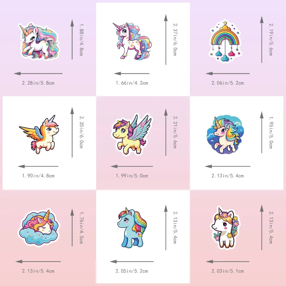 10/50Pcs Cute Cartoon Horse Stickers for Laptop Luggage Phone Car Scooter Funny Vinyl Decal for Kids Girl Children Gift