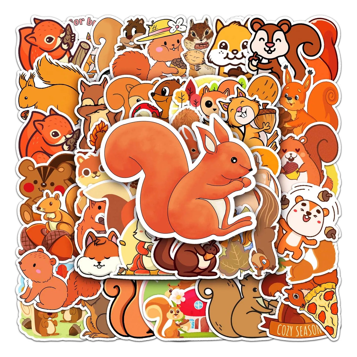 50Pcs Squirrel Cartoon Waterproof Vinyl Stickers for Skateboard Snowboard